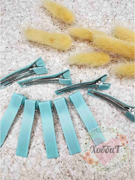 Зажим металлический "Крокодил в ленте Репс" (мятный)